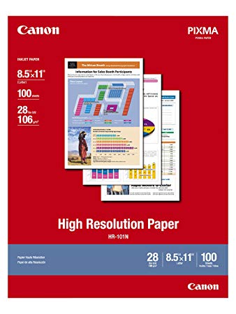 Canon HR-101 High Resolution Paper for Bubble Jet Printers (1033A011, 100-Sheets)