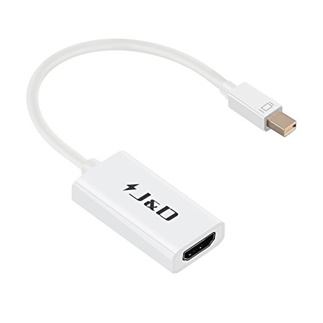 J&D Mini DisplayPort (Thunderbolt) to HDMI Adapter Cable Converter (Male to Female) - White