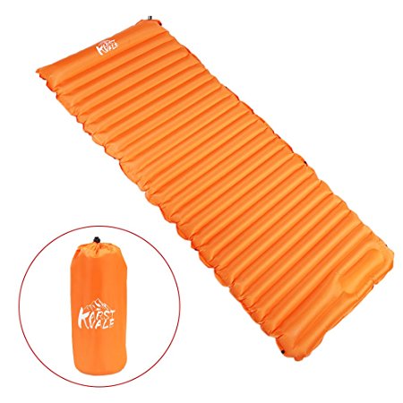 Karst Vale Lightweight Sleeping Pad,Thick Ultralight Compact Airbed with Matching Carry Bag | Inflatable Heavy Duty Backpacking Mattress for Outdoor Hiking & Camping,Orange