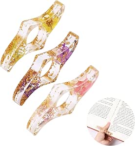 Book Page Holders for Reading, 3 PCS Dried Flower Resin Thumb Book Holder Transparent Personalized Bookmark Book Opener Handmade Reading Accessories Bookish Items Presents for Book Lovers for Teachers