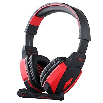 Finegood Kotion EACH G4000 USB Stereo Gaming Headphone Headset Headband with Microphone Volume Control LED Light for PC Game - Black   Red