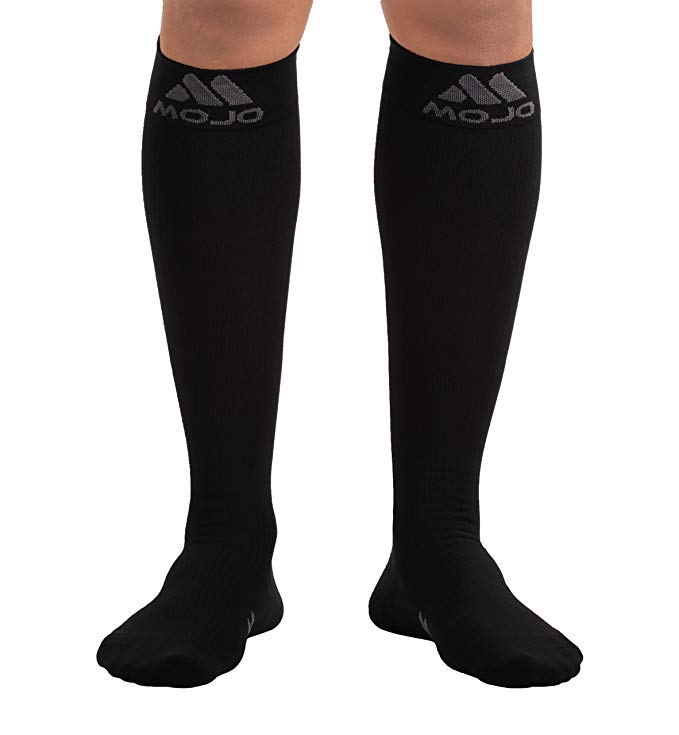 3XL Mojo Compression Socks Unisex Comfortable Knee Hi Firm Support Compression Socks 20-30 mmHg | Knee Length Sock | Medical Support Socks | Stretchable | Black