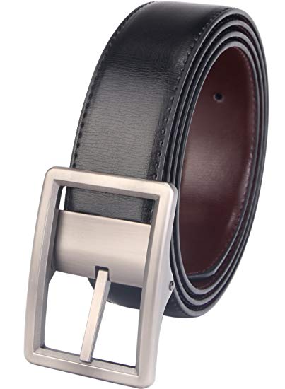 Beltox Fine Men's Dress Belt Leather Reversible 1.25" Wide Rotated Buckle Gift Box