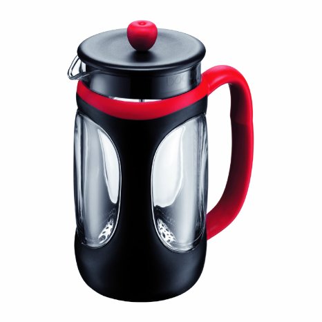 Bodum Young Press Shock Resistant French Press Coffee Maker 10-Liter 34-Ounce RedBlack