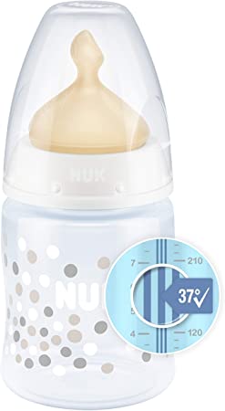 NUK First Choice  Baby Bottles Set, 0-6 Months, Temperature Control, Latex Teat, Anti Colic Vent, BPA-Free, 150 ml, 1 Count