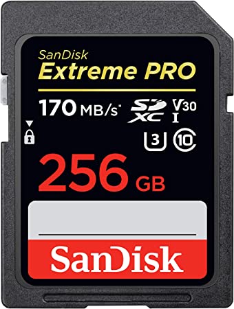 Sandisk Extreme Pro SDXC, SDXXY 256GB, V30, U3, C10, UHS-I, 170MB/s R, 90MB/s W, 4x6, Lifetime Limited, Black (SDSDXXY-256G-GN)