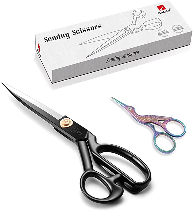 Sewing Scissors, 8 Inch Fabric Dressmaking Scissors Heavy Duty Shears Razor Sharp Cutting for Crafting, Leather, Dressmaking, Tailoring, Altering(Black, Right-Handed)