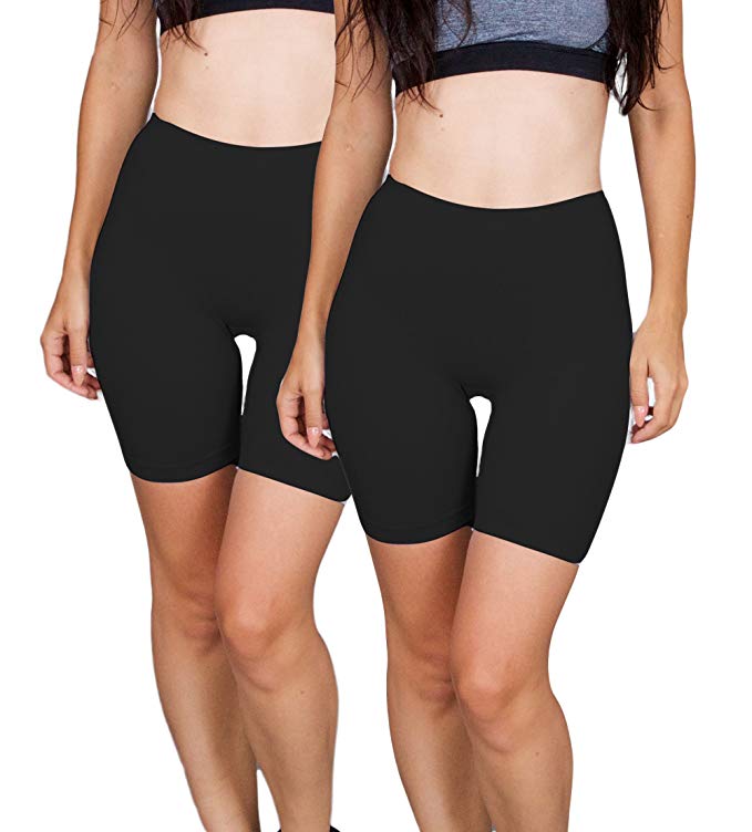 Emprella Bike Shorts Women, 2-Pack Spandex Biker Short for Yoga Gym Biking Slip Shorts
