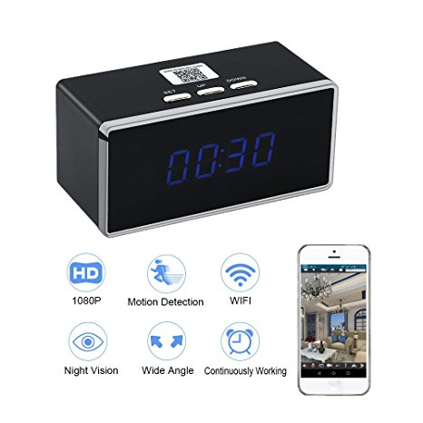 WIFI Hidden Camera, Spy Clock Camera HD 1080P TANGMI Nanny Cam P2P Wireless Security Camcorder Motion Detection Video Surveillance Recorder 140°Wide View Angle iPhone Android APP Remote Control