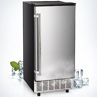 R.W.FLAME Under Counter Ice Maker, 80Lbs Daily Built-in Ice Maker Machine, Reversible Door, Auto Clean, 24H Timer, Commercial Ice Maker for Home & Coffee Shop, Silver