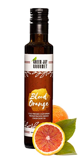 Green Jay Gourmet Blood Orange Olive Oil from Organically Grown Olives - Blood Orange Crushed Extra Virgin Olive Oil - Trans-Fat Free Cold Pressed Olive Oil - Gourmet Olive Oil - 250ml