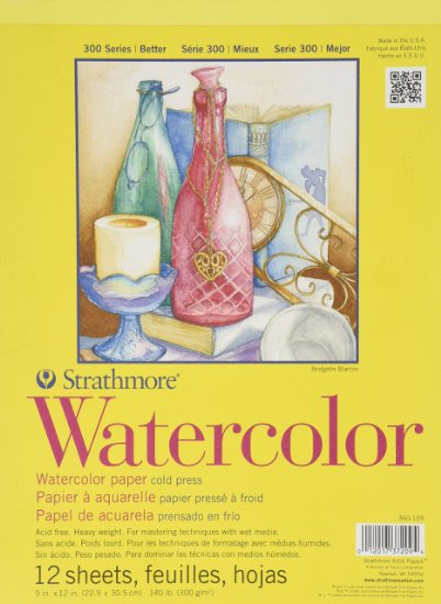 Strathmore 360109 Cold Press 140-Pound 12-Sheet Strathmore Watercolor Paper Pad, 9 by 12-Inch