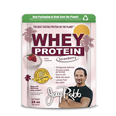 Jay Robb - Grass-Fed Whey Protein Isolate Powder, Outrageously Delicious, Strawberry, 23 Servings (24 oz)
