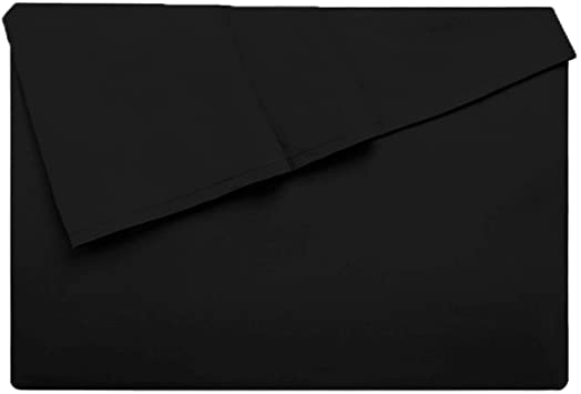 LiveComfort Flat Sheet, King Size Extra Soft Brushed Microfiber Flat Black Sheet, Machine Washable Wrinkle-Free Breathable (Black, King)