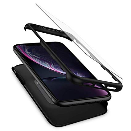 Spigen Thin Fit 360 Designed for Apple iPhone XR Case (2018) Tempered Glass Screen Protector Included - Black