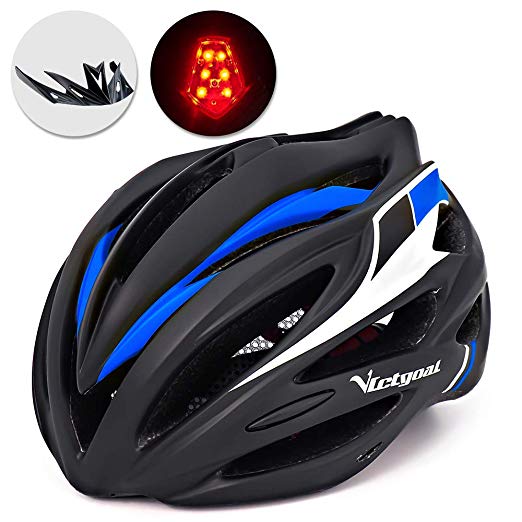 VICTGOAL Bike Helmet with Detachable Visor Back Light & Insect Net Padded Adjustable Sport Cycling Helmet Lightweight Bicycle Helmets for Adult Men and Women Youth Teenagers
