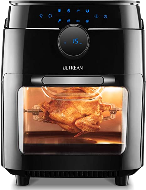 Ultrean 12.5 Quart Air Fryer Oven Combo, Rotisserie, Toaster Oven and Dehydrator with 8 Touch Screen Presets, Bonus Recipe Book and 8 Accessories Included, 12 Liter Family Size and UL Listed