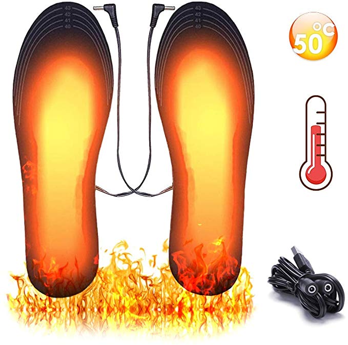 KIPIDA Heated Insoles,USB Heated Insoles Rechargeable,DIY Washable Foot Warmer Thermal Insoles for Camping Skiing Fishing Hunting,Heating Shoe Insert Warm Feet for Men and Women(Size 4-7.5/35-38)