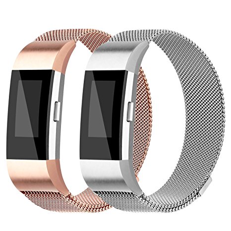 For Fitbit Charge 2 Bands, Charge 2 Stainless Steel Metal Bracelet with Unique Magnet Clasp Replacement Bands for Fitbit Charge 2 Large Small