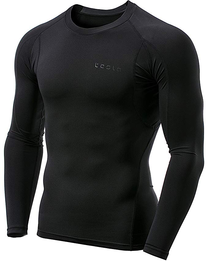 Tesla Men's Long Sleeve T-Shirt Baselayer Cool Dry Compression Top MUD11/R11/R01