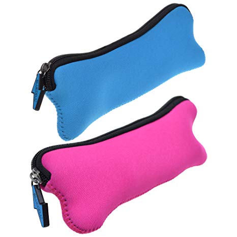 BCP 2pcs Portable Washable Travel Cutlery Kit Neoprene Case( Not included cutlery) bone Style Tableware Bag with Zipper