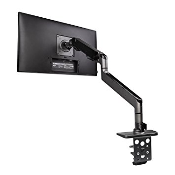 Bestand Aluminum Adjustable Gas Spring Monitor Arm Stand Desk Mount for Single LCD LED Computer Screen Up to 27"- Grey