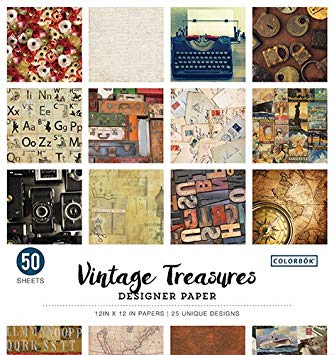 Colorbok Designer Paper Pad 12" x 12" Vintage Treasures