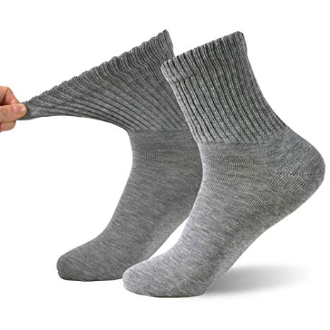 Diabetic Socks, FOOTPLUS Unisex Thick Cushioned Warm Quarter/Crew Circulatory Dress Socks with Non Binding Top