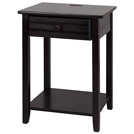 Casual Home 647-23 Night Owl Nightstand with USB Ports-Espresso