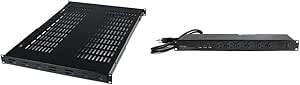 StarTech.com 1U Adjustable Vented Server Rack Mount Shelf   16 Outlet Horizontal 1U Rack Mount PDU Power Strip