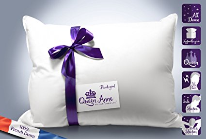 The Original Queen Anne Pillow - French Goose Down Pillow Luxury Pillow - Treat Yourself to Our Family's Finest Pillow (Queen Firm)