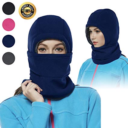 Balaclava Fleece Hood for Women Thick Ski Face Mask Hat for Cold Weather Winter Warmer Windproof Adjustable Cycling Running