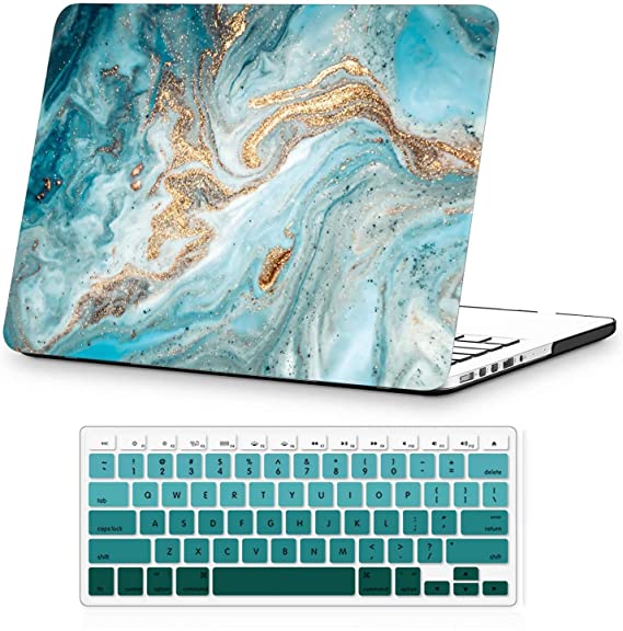 MacBook Pro 13 Case 2020 Release A2289/A2251, DQQH Rubberized Plastic Hard Shell Cover with Keyboard Cover for Apple New Mac Pro 13 inch (MacBook Newest Pro 13" A2289/A2251, Green Marble)