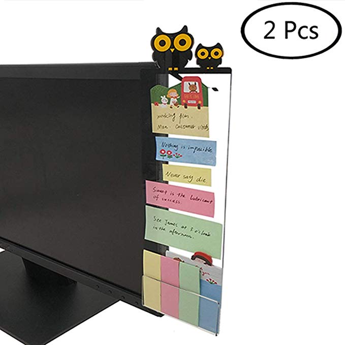 Goblin's Treasures Excelity Concise Monitor Message Board/Computer Monitors Side Panel/Notes Memo Board Message for Monitors,1Set (Left & Right) (owl)