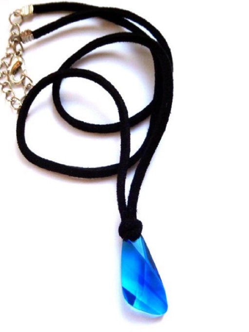 Blue Crystal Pendant. H2o Mermaid Inspired Necklace. Costume Acc. H20 Just Add Water.