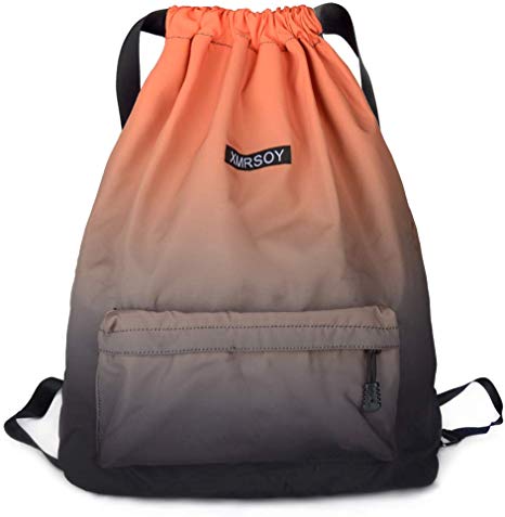 XMRSOY Gym Drawstring Backpack Water Resistant String Bag Nylon Cinch Sport Bag Sackpack