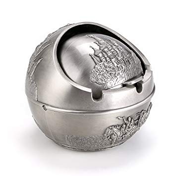 Hipiwe Vintage Windproof Smoking Ashtray with Lids Castle Metal Cigarettes Ash Holder for Outdoor and Indoor