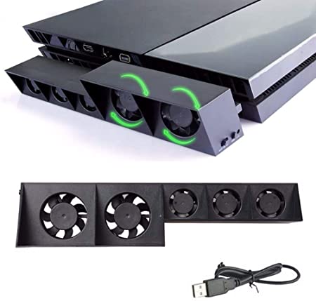 PS4 Cooling Fan, USB External Cooler 5 Fan Turbo Temperature Control Cooling Fans for Sony Playstation Gaming Console