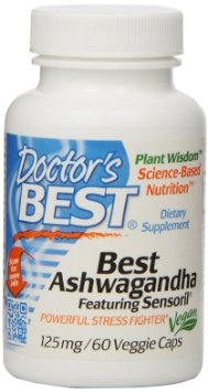Doctor's Best Ashwagandha Featuring Sensoril Veggie Capsules, 60 Count