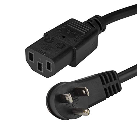 StarTech.com Power Cord - 6 ft/ 2M - NEMA 5-15P to C13 Power Cord - Right Angle - Computer Power Cord - Power Cable - Power Supply Cord Black (PXTR1016)