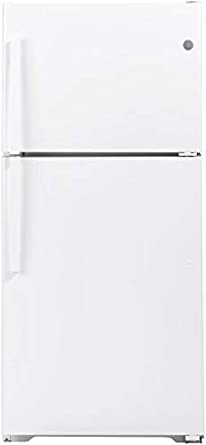 GE 33 Inch Freestanding Top Freezer Refrigerator with 21.93 cu. ft. Total Capacity, 2 Glass Shelves, Right Hinge with Reversible Doors, Crisper Drawer, Frost Free Defrost (White)