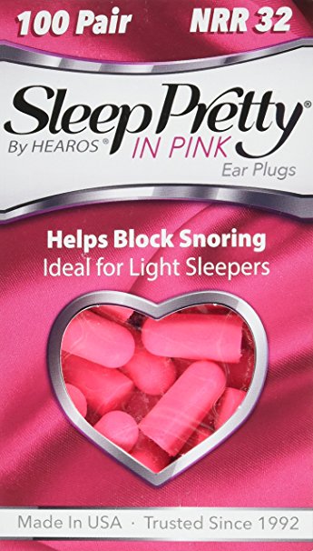 HEAROS Sleep Pretty in Pink Women’s Foam Ear Plugs NRR 32 Hearing Protection, 100 Disposable Pairs
