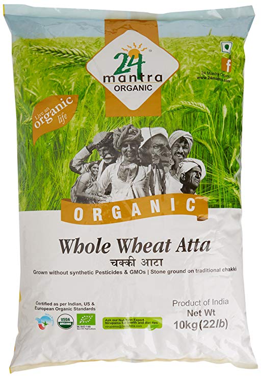24 Mantra Organic Whole Wheat Premium Atta, 10kg