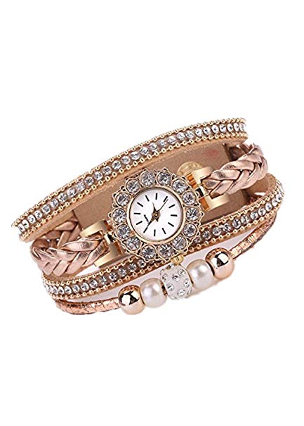 DYLUNG Ladies Watches,Clearance Sale Fashion Vintage Bracelet Weave Wrap Quartz Wrist Watch Dress Watches Gifts for Girls Women