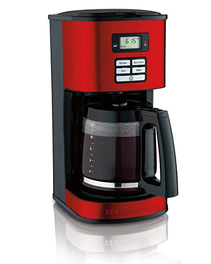 Hamilton-Beach 49619C 12 Cup Programmable Coffee Maker, Red