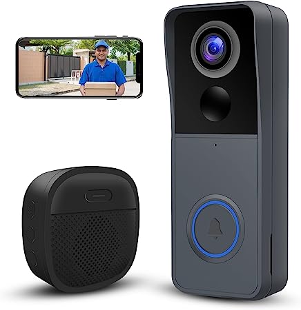 GEREE Wireless WiFi Video Doorbell Camera with Chime,1080P HD Smart Video Door Bells with Camera, PIR Motion Detection, Night Vision, 2-Way Audio, Battery Powered, Support SD Card & Cloud Storage
