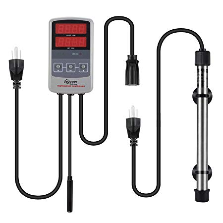 Hygger Titanium Tube Submersible Pinpoint Aquarium Heater with Digital Thermostat,IC Temp Controller