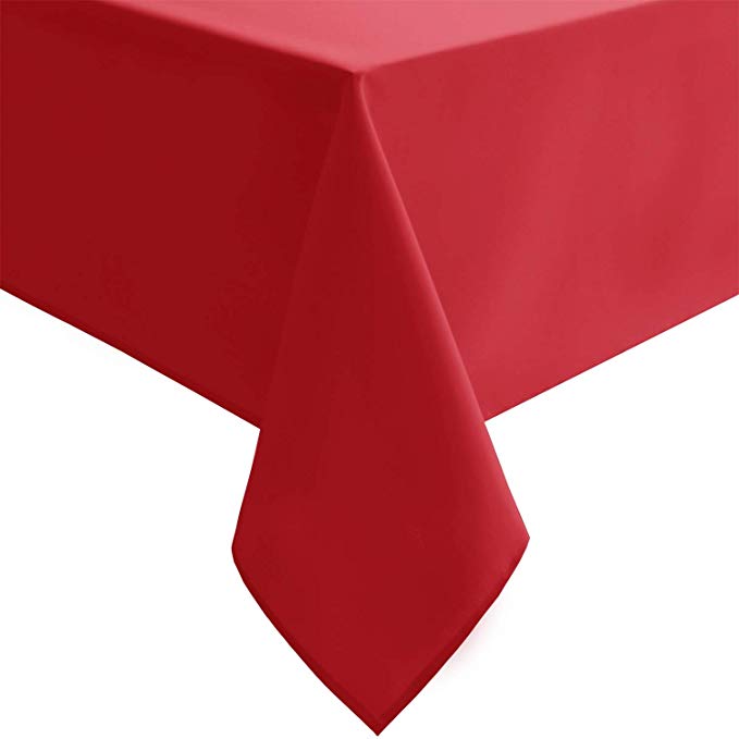 Homedocr Red Tablecloth Square - Wrinkle Resistant, Stain Resistant and Spillproof Kitchen Christmas Washable Polyester Table Cloth, 54 x 54 inch