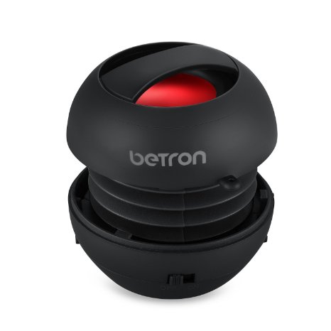 Betron JRS40 Pop Up Portable Mini Travel II Capsule Rechargeable 40mm Speaker For Iphone, iPod, Ipad, Tablets and MP3 Players - Black