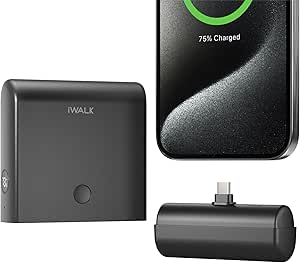 iWALK USB-C Portable Charger, 13500mAh Power Bank with Charging Case Built-in Type C in&Out Port Battery Pack for iPhone 15 15 Plus 15 Pro 15 Pro Max iPad Airpods Samsung S24 S23 Google Pixel, Black